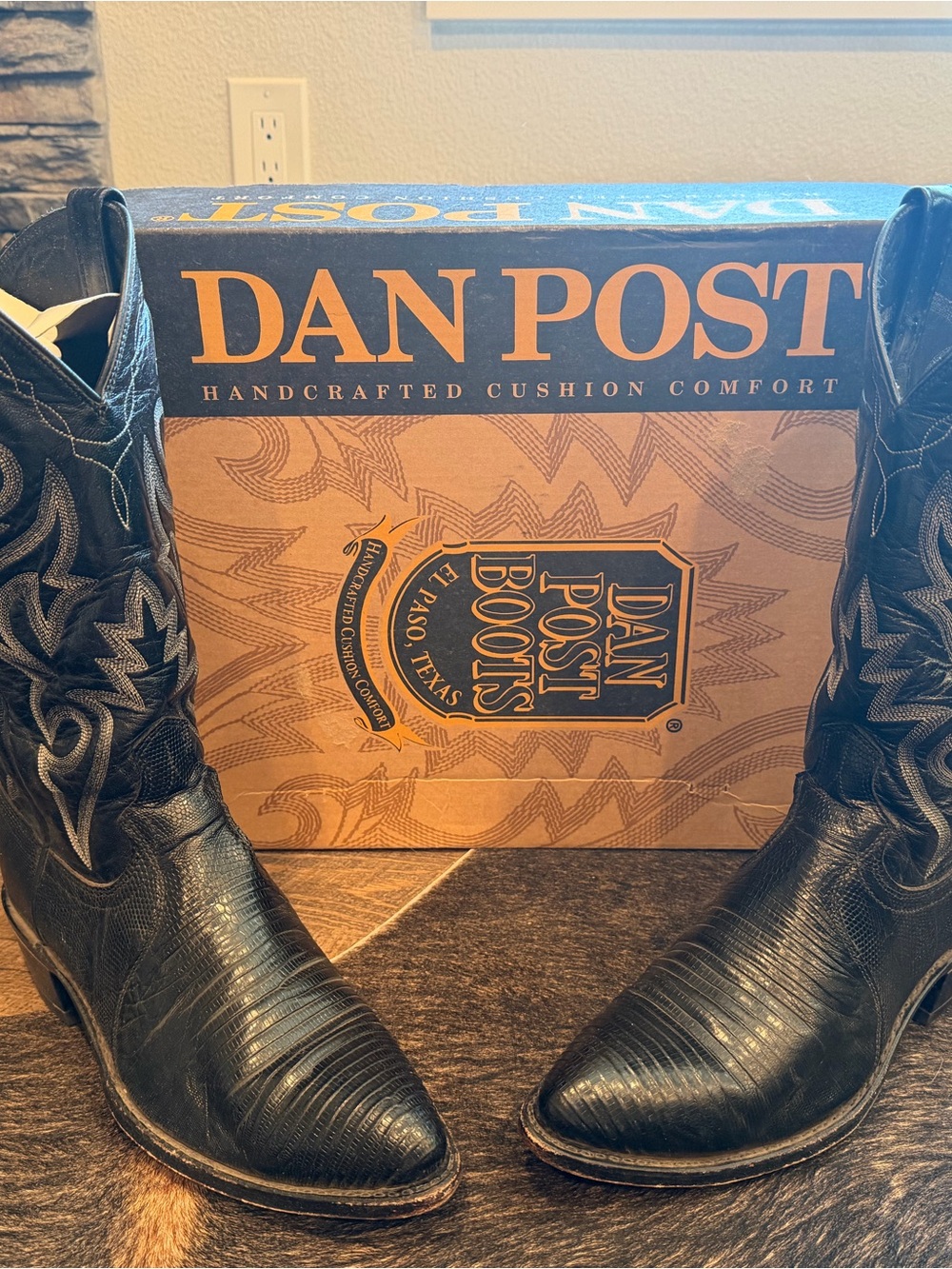 Dan Post Black Lizard-Embossed Western Boots